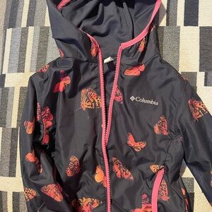 Columbia Navy Jacket with Vibrant Butterfly Design reversible solid Navy